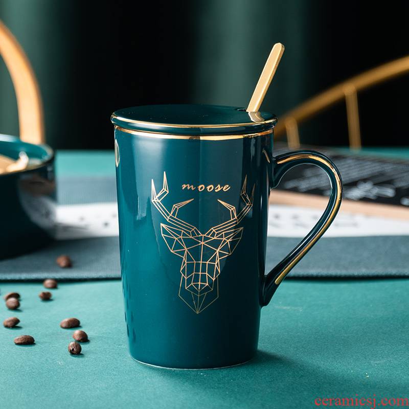 Nordic deer lines up phnom penh emerald ceramic keller of coffee cup large capacity cup of milk a cup of water glass