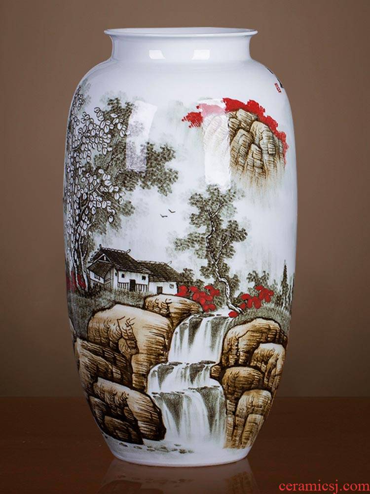 Jingdezhen ceramics large hand draw large vases, flower arrangement Angle of Chinese style household adornment what sitting room floor furnishing articles