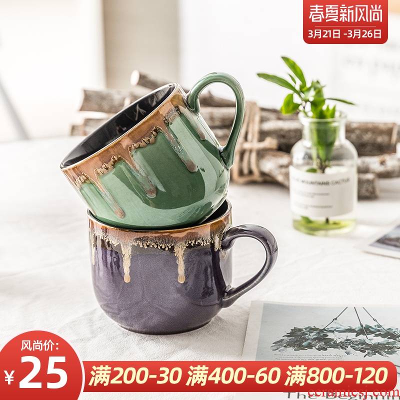 Creative Europe type restoring ancient ways the glass ceramic mugs household large - capacity glass coffee cup cup cereal breakfast cup
