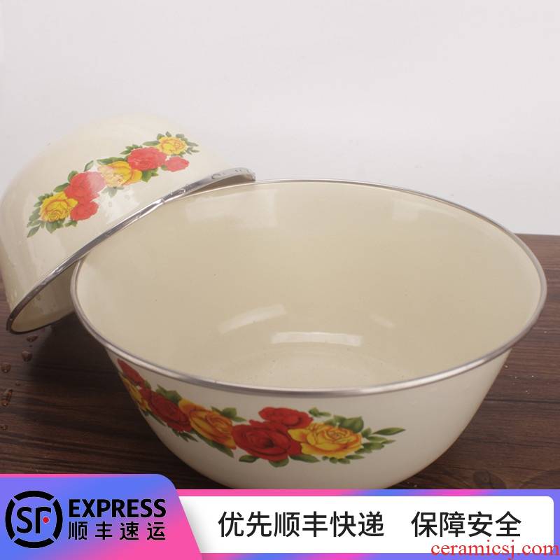 Enamel Enamel bowls of soup dumpling stuffing tub of lard bowl with cover household kitchen with cover mixing bowl tub