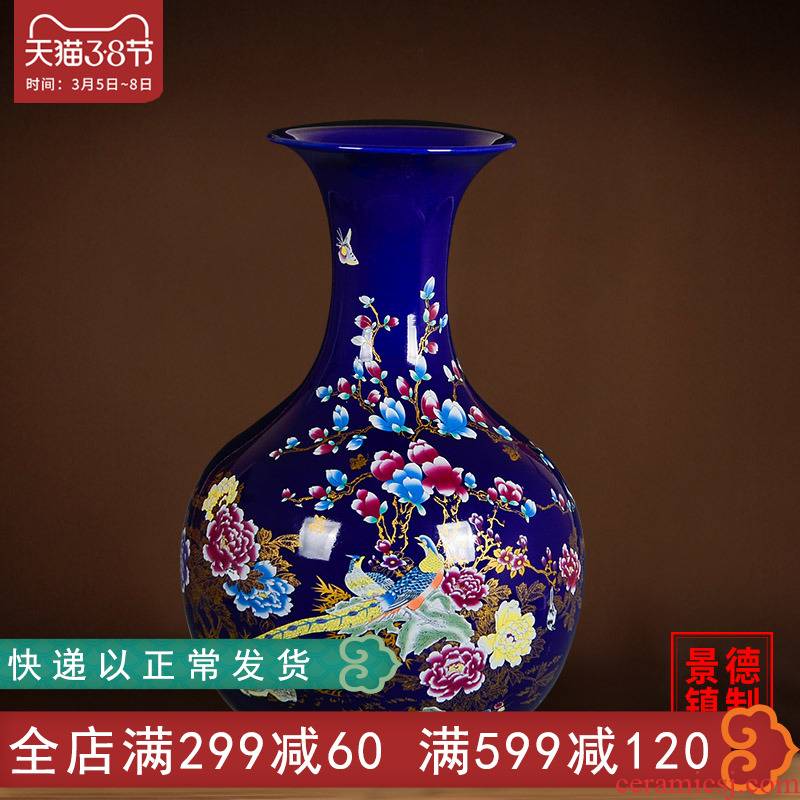 Cloisonne vase furnishing articles flower arranging large sitting room ground ceramic new TV ark, flower arrangement of Chinese style household ornaments