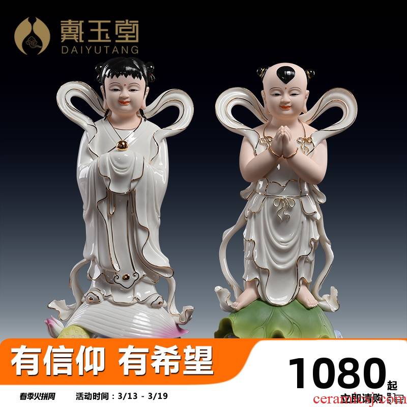 Yutang dai Jennifer, good fortune TongZiLong female ceramic furnishing articles 14 inches paint color to worship Buddha