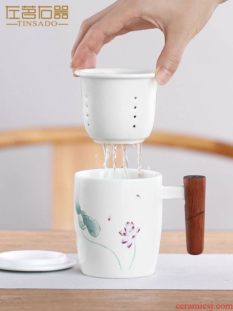 Separation ceramic keller tea cup made large capacity filter cups creative wood to make tea cup home