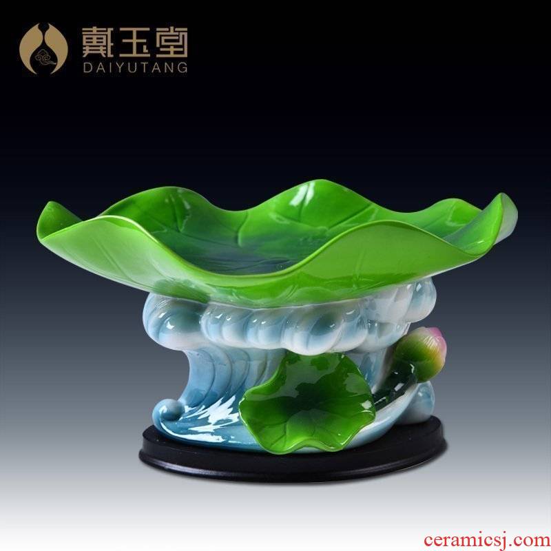 Yutang dai modern home desktop sitting room adornment ceramics furnishing articles/7 inch lotus leaf water waves compote D14-41