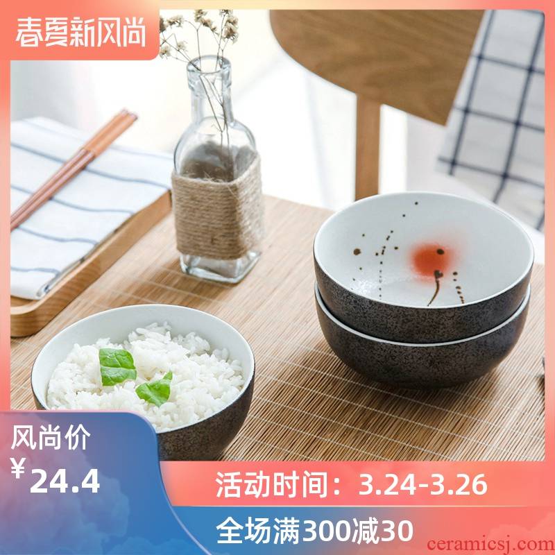 Japanese under glaze color porcelain shallow ceramic large rice bowl bowl noodles bowl dessert bowl of microwave oven