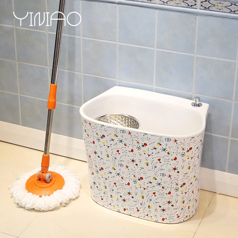 M letters birds ceramic mop pool bathroom home floor mop pool Europe type small mop pool trough basin of the balcony