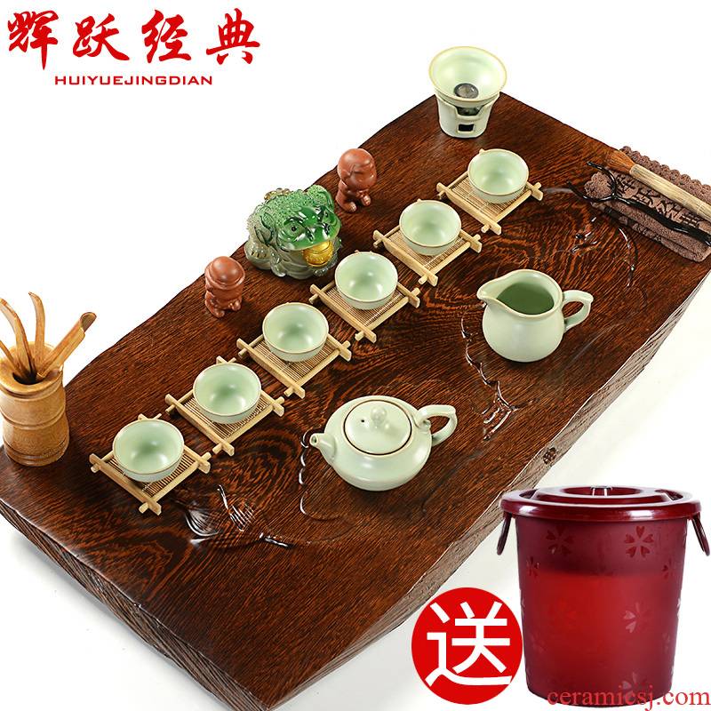 Hui make celadon kung fu tea sets your up with ice to crack the whole ceramic tea set induction cooker solid wood tea tray