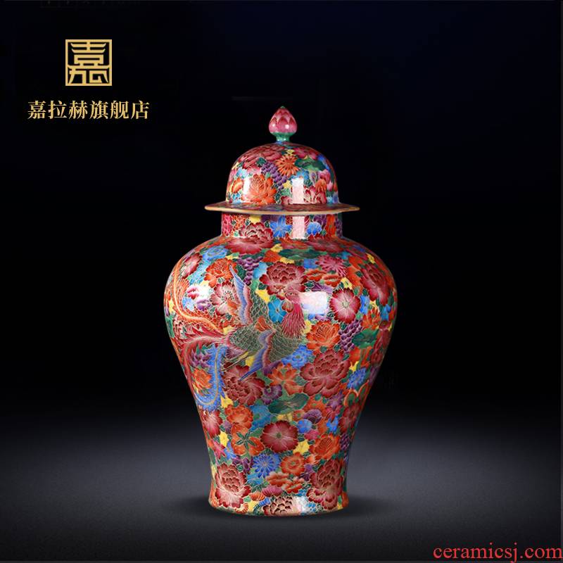 Jia lage jingdezhen ceramics imitation the qing qianlong general wire inlay enamel see colour tank decoration penjing collection vases