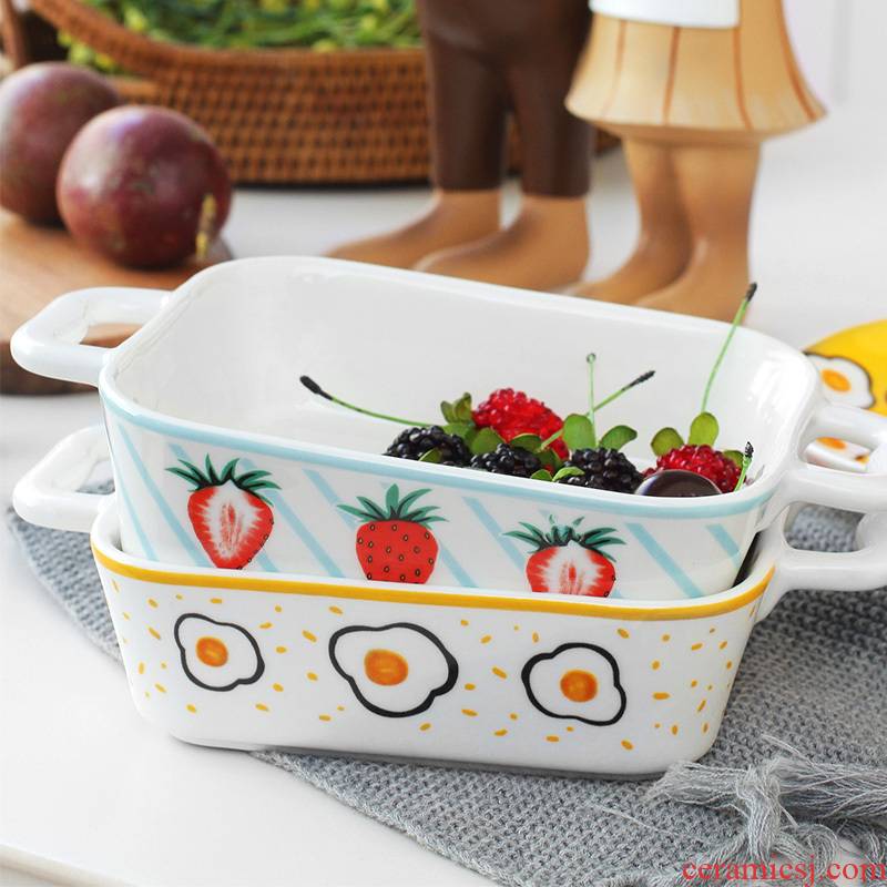 Strawberry Fried egg express INS creative household crockery bowl dish dish fish dish for FanPan sheet is tasted suit