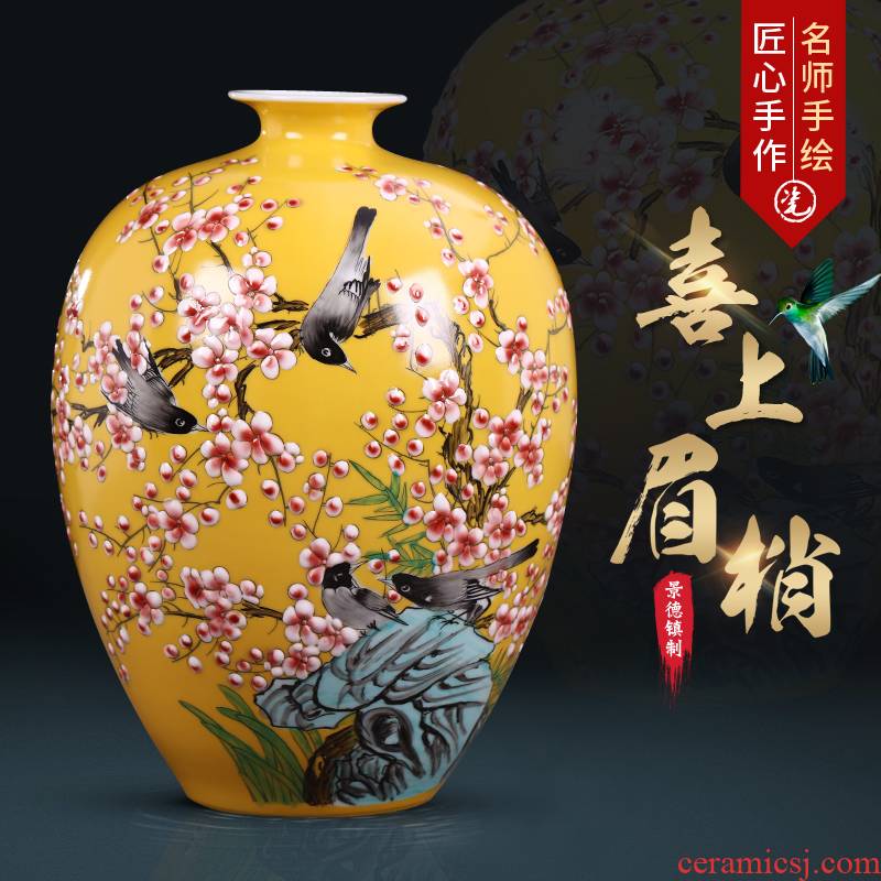 Jingdezhen ceramics hand - made enamel vase flower arranging new Chinese style living room TV ark, home furnishing articles