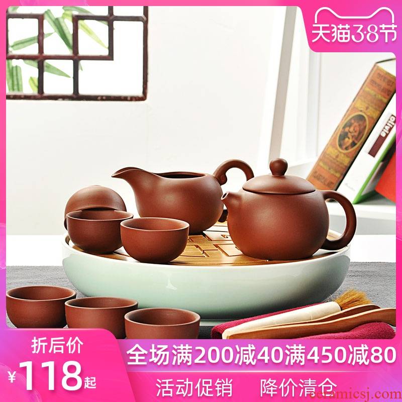 Hui, make tea celadon ceramic kung fu tea tea set a complete set of dried bamboo tea tray teapot teacup