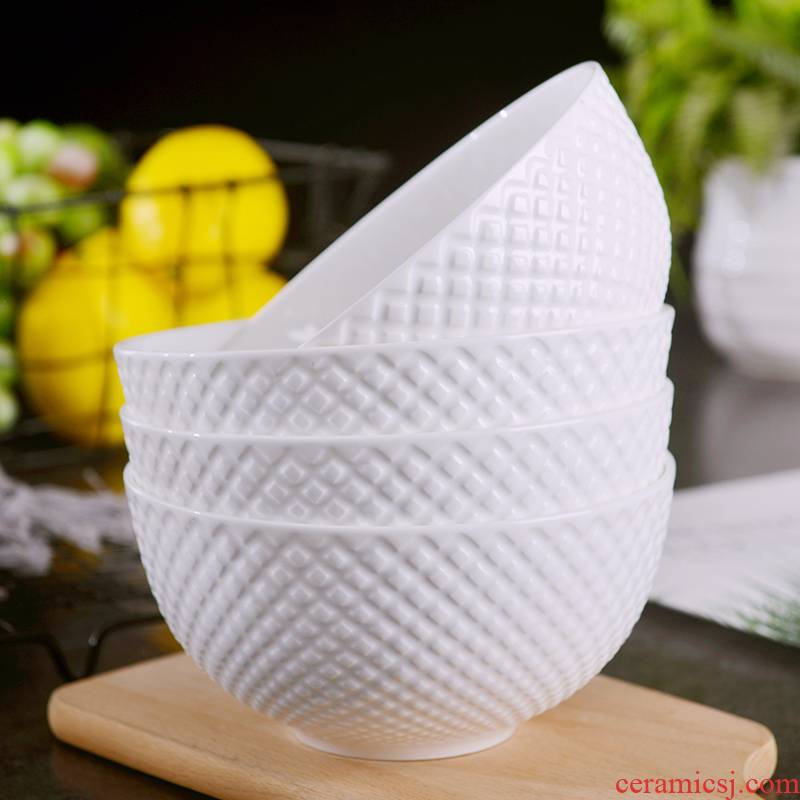 Jingdezhen embossed diamond 6 inches four pack 】 【 rainbow such as bowl home European ipads China large rice bowls outfit