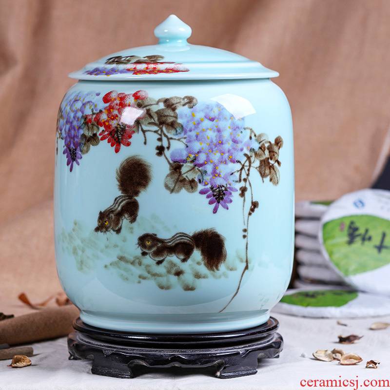 Jingdezhen ceramic caddy fixings to heavy manual tea urn pu 'er 8 jin receives moistureproof tea tea set large barrel