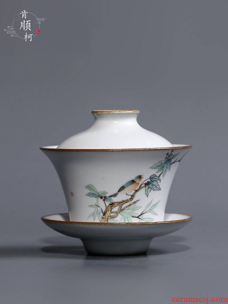 Kung fu tea bowl of a single hand draw the bird your up on three tureen tea cups large of jingdezhen tea service