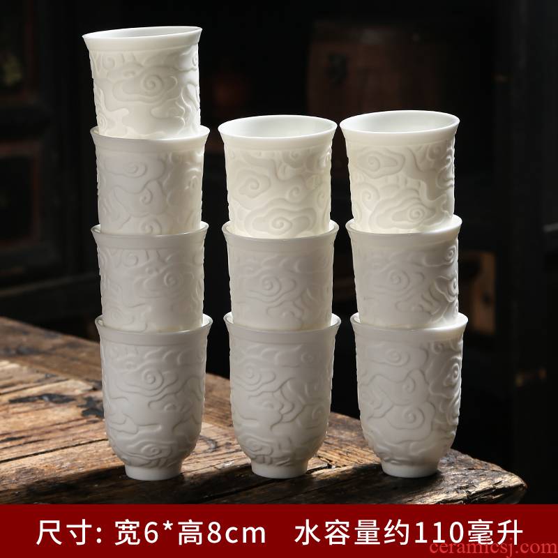 Dehua suet jade white porcelain kunfu tea cups a single household personal master cup sample tea cup white ceramic cup