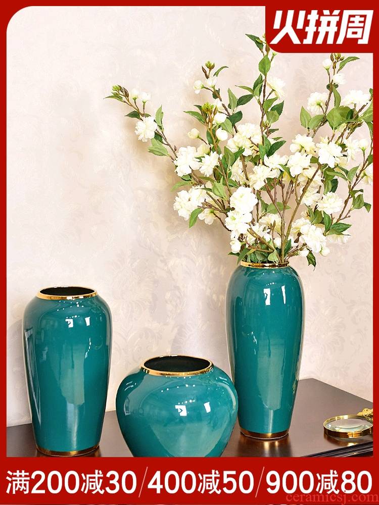 Modern household adornment light much creative ceramic vase furnishing articles sitting room porch new Chinese flower arranging American table
