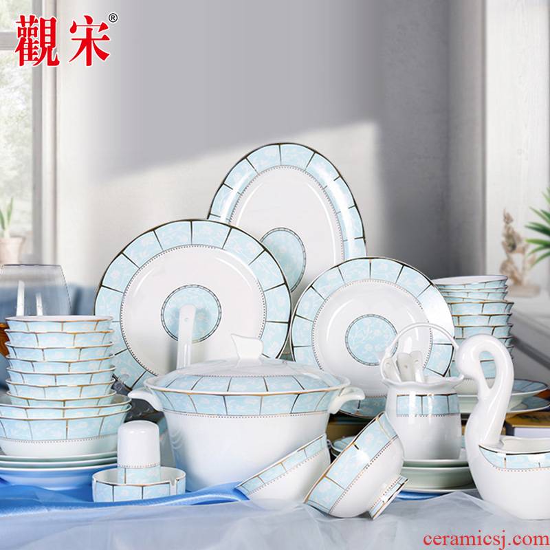 The View of song jingdezhen ceramic tableware dishes suit household portfolio bowl chopsticks north European contracted ceramic bowl dish