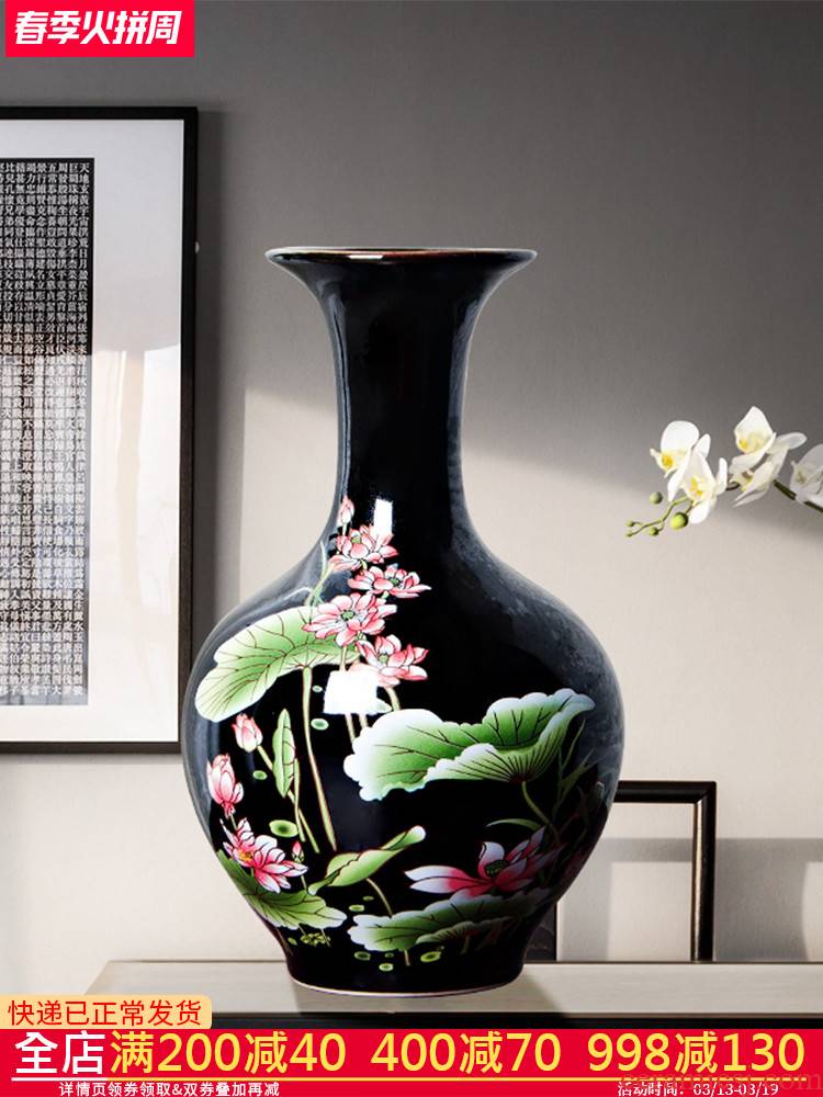 Jingdezhen ceramics rich ancient frame floret bottle modern new Chinese style household furnishing articles flower arranging dried flowers sitting room adornment