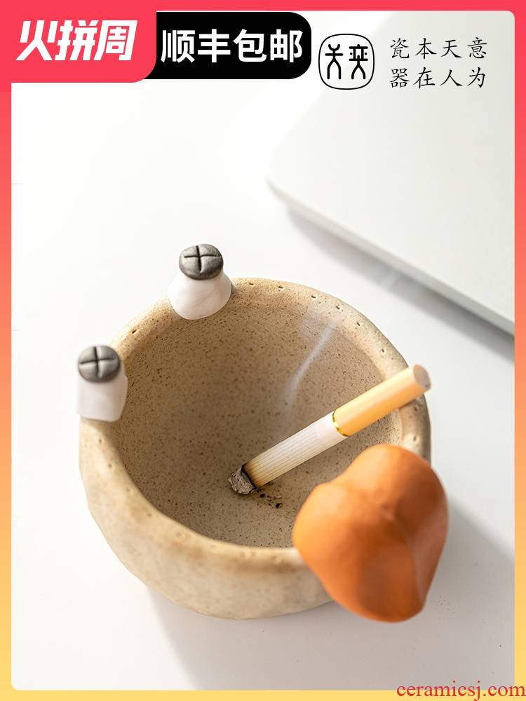 Big expressions using ashtray ceramic creative move trend, lovely office man practical husband surprise birthday present