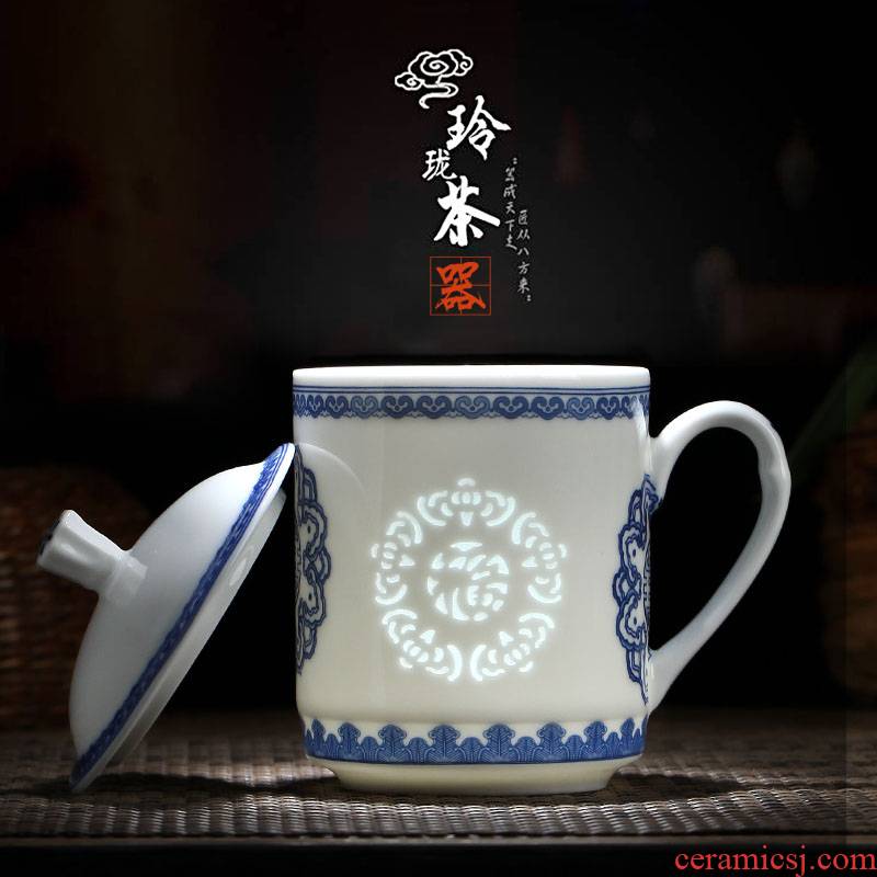 Jingdezhen porcelain and ceramic cups with cover office cup and cup household glass office gift cup