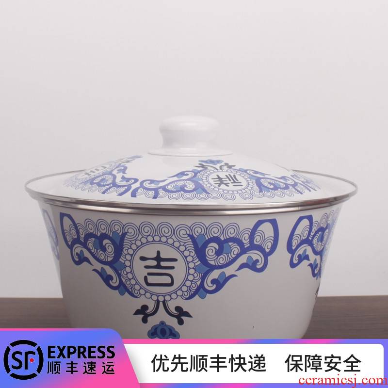 Enamel bowls with freight insurance 】 【 cover basin nostalgic household Enamel porcelain pot induction cooker flame general restoring ancient ways