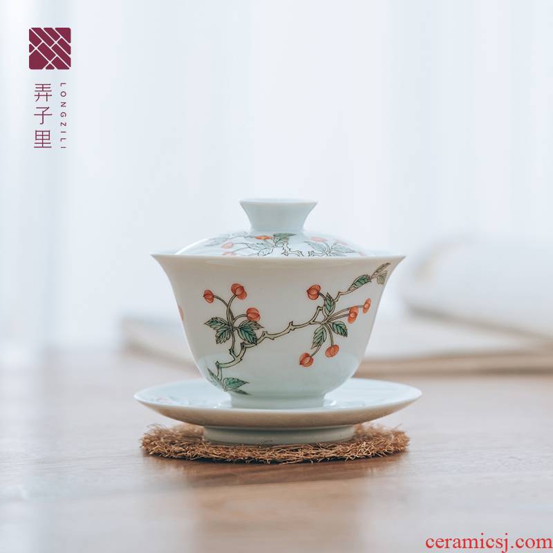 Made in jingdezhen ceramic kung fu tea set three only tureen thin foetus manual hand - Made right color small tea cups