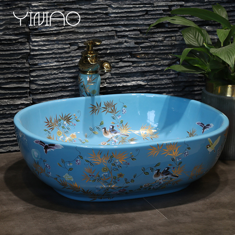 Ceramic stage basin elliptical European art basin sink basin bathroom sinks counters are contracted household