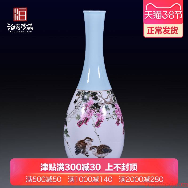 Jingdezhen ceramic hand - made flowers and birds landing big vase decoration household decorates sitting room study collect flower arranging furnishing articles