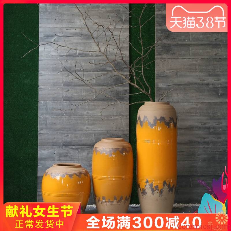 Coarse pottery dated pottery vase store restaurant hotel of large flowers in jingdezhen ceramic ornaments