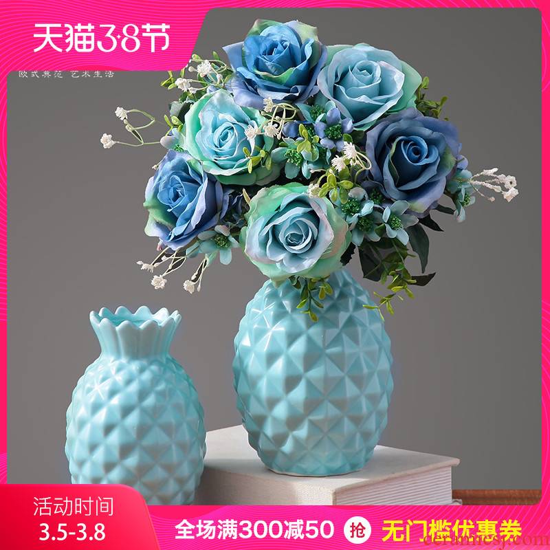 Small pure and fresh and ceramic vases, I and contracted artificial flowers, dried flowers, flower flower implement living room table home furnishing articles