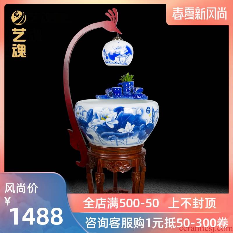 Jingdezhen ceramic filter tank circular tank water fish goldfish bowl office tank sitting room ground wind