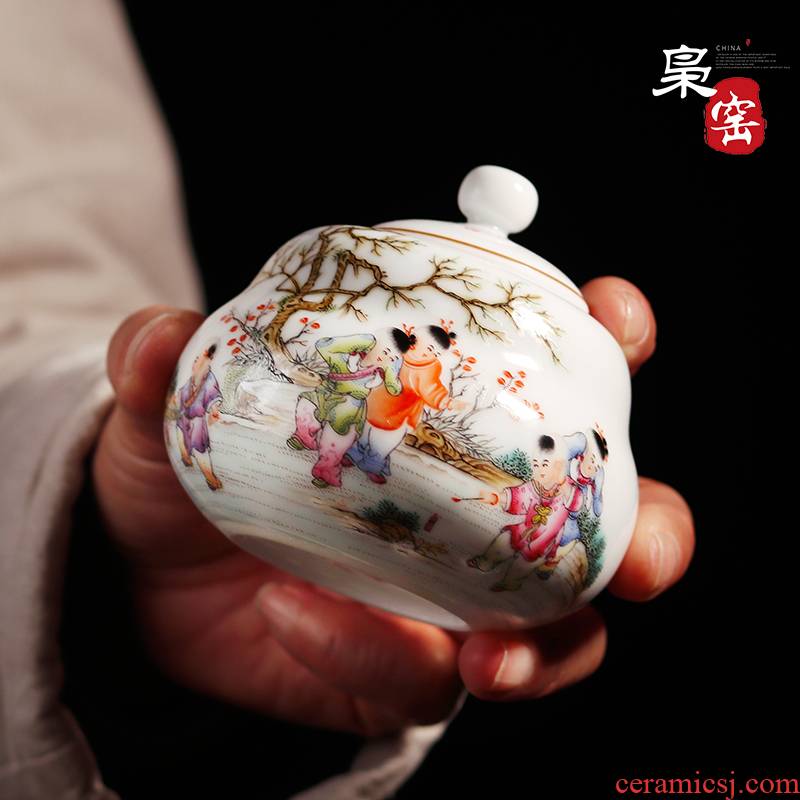 The Owl up jingdezhen high - grade hand - made figure pastel kung fu tea set ceramic tea pot delicate small seal pot