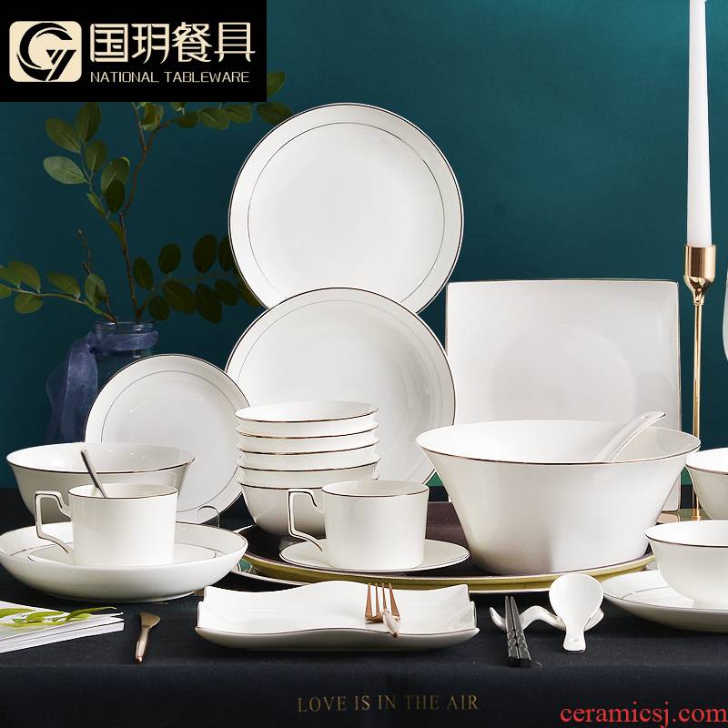 Tangshan up phnom penh dish suit household European - style ipads porcelain tableware suit dishes key-2 luxury box tableware housewarming gift