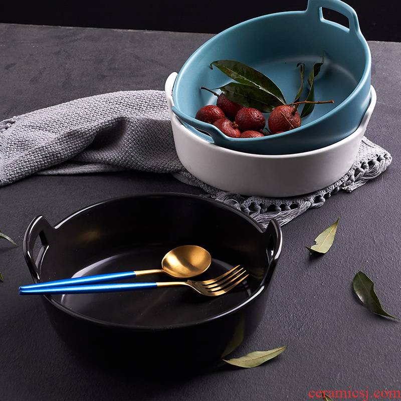 Mystery creative ears ceramic tableware plate household dish plate baking food dish soup plate of fruit salad dish of household
