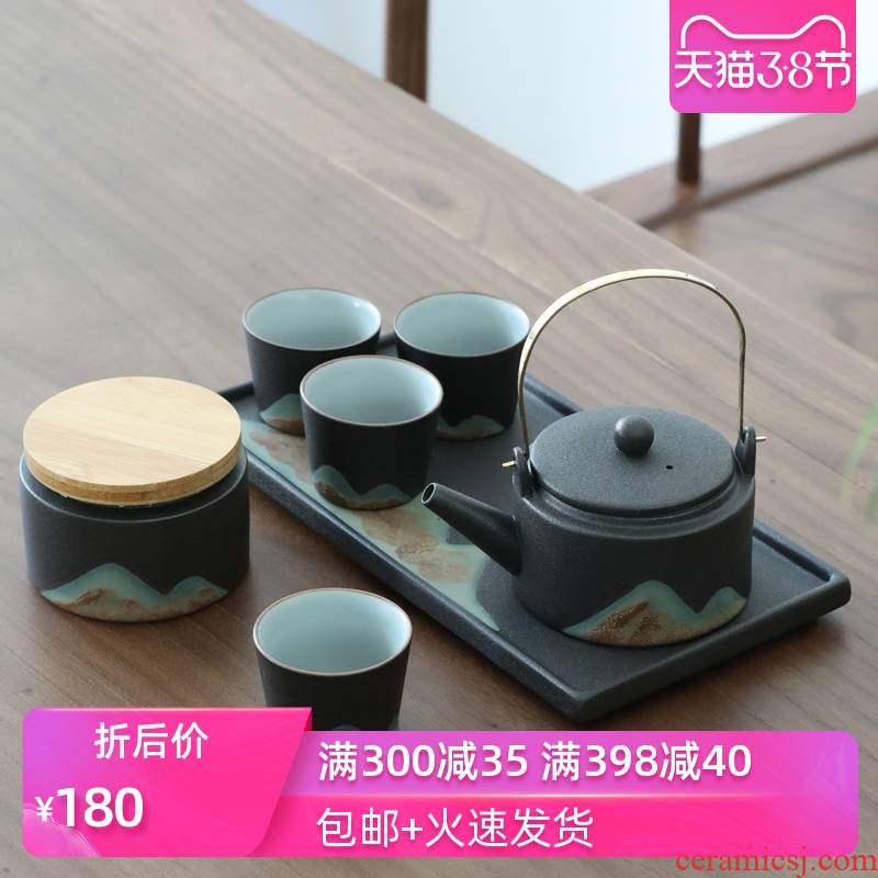 Poly real (sheng | Japanese kung fu tea set household zen ceramic teapot household contracted tea gift box girder pot