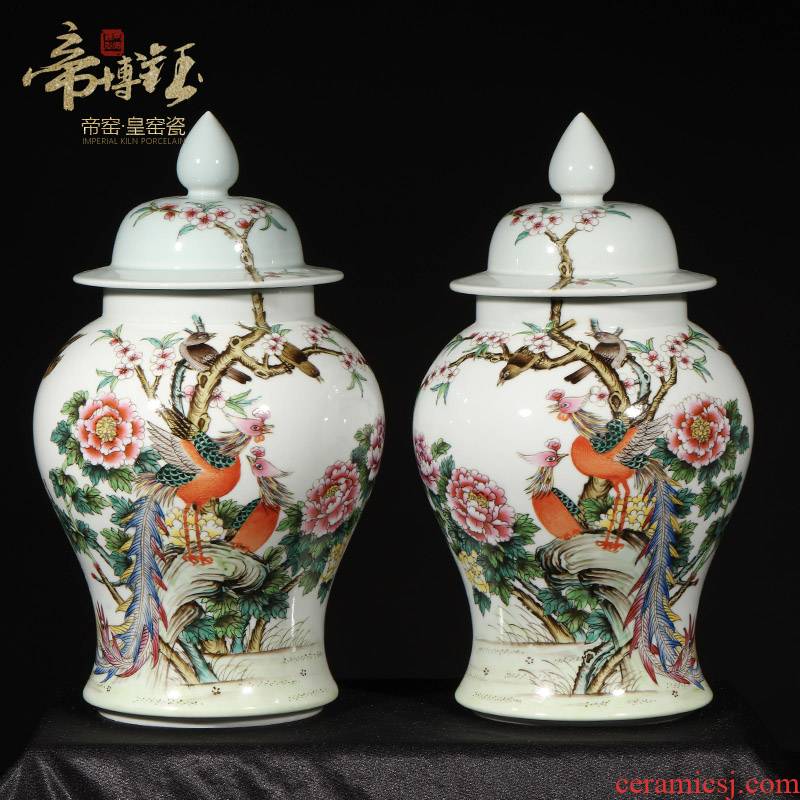 Jingdezhen ceramics antique hand - made blue glaze painting of flowers and the general pot vase household art deco restoring ancient ways furnishing articles