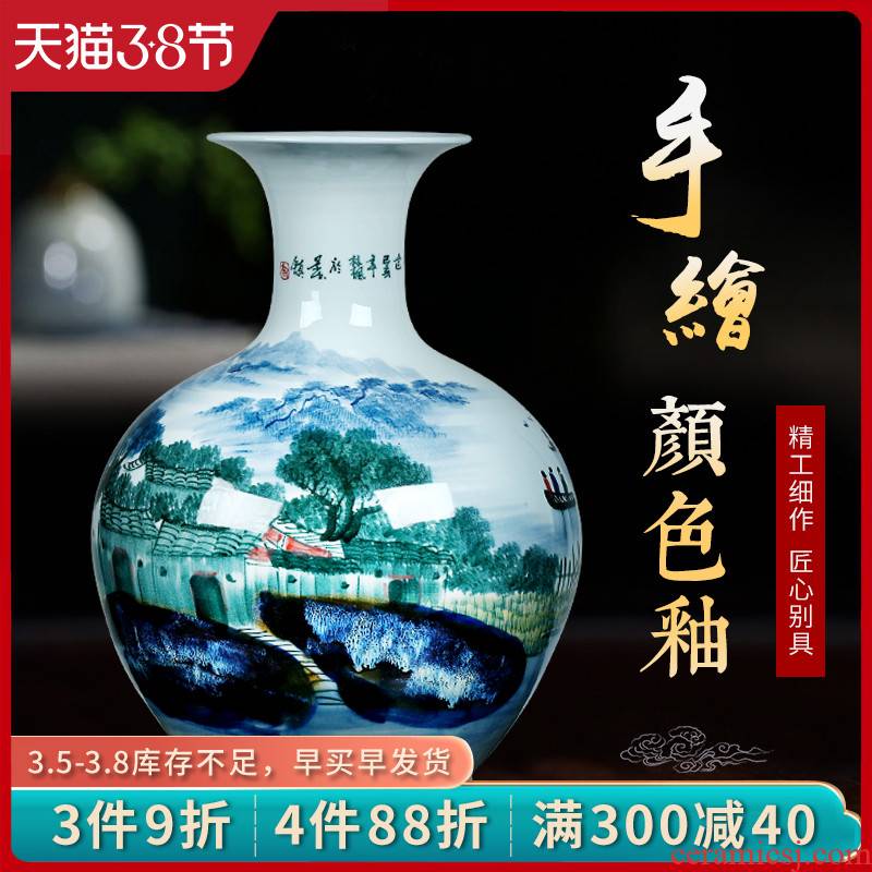 Jingdezhen ceramic vase hand - made jiangnan Chinese large living room TV ark, flower arranging porch is decorated furnishing articles