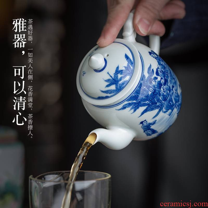 Jingdezhen ceramic hand - made porcelain maintain character ewer kung fu tea set large single pot of big capacity of the teapot