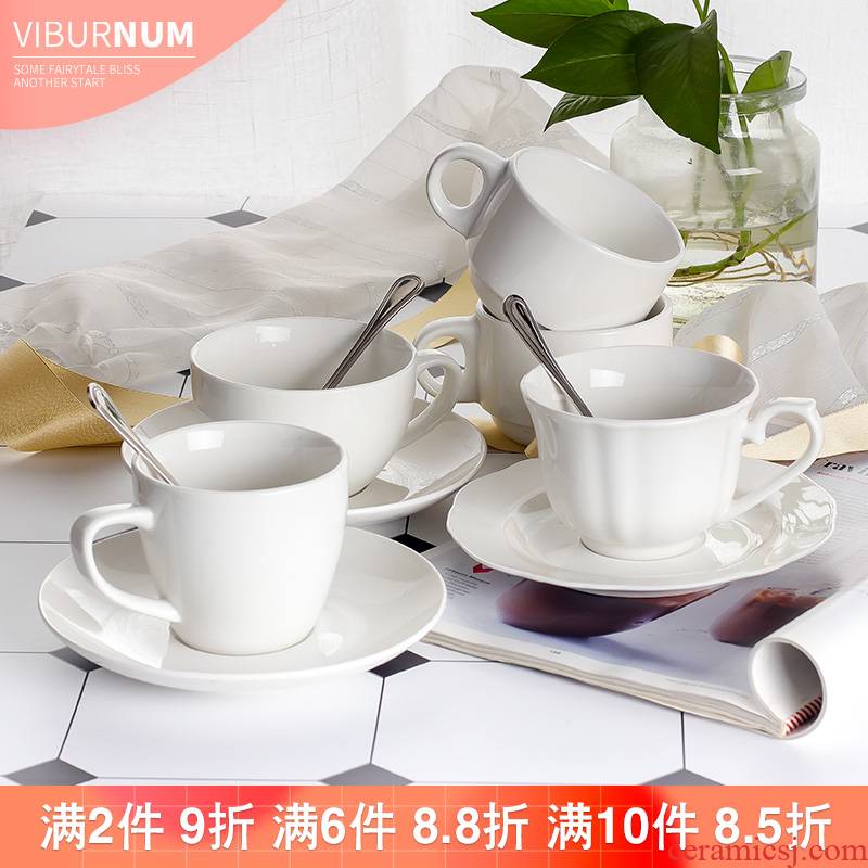 Yao hua medium European coffee cup white ceramic coffee cup ceramic coffee cups and saucers equipped with a spoon