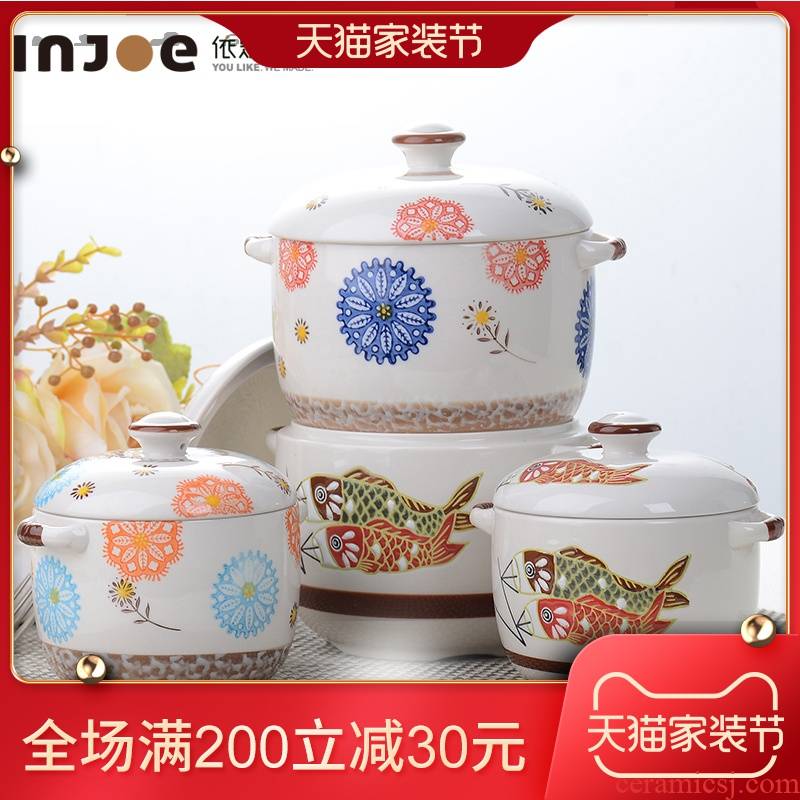 Japanese under the glaze color small stew stew stewed bird 's nest water ceramic pot stew cup bowl with cover health soup