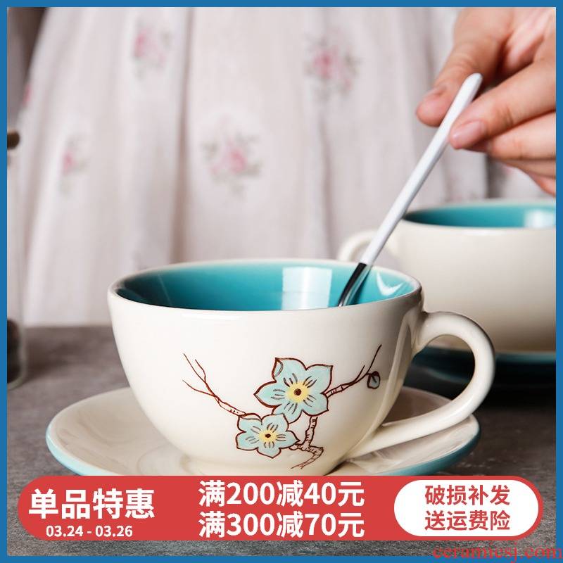 The Find mei printing yuquan 】 【 hand - made ceramic coffee cup suit European contracted export water cup restoring ancient ways