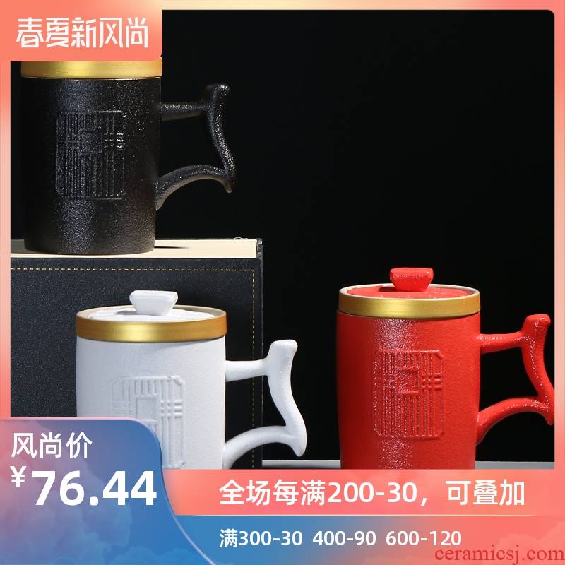 Poly real (sheng mugs individuality creative ceramic filter with cover cup cup contracted office cup tea cup