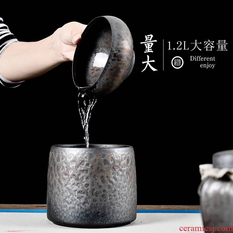 Public remit coarse pottery in hot tea to wash large straight barrel cylinder small black ceramic kung fu tea tea accessories restoring ancient ways