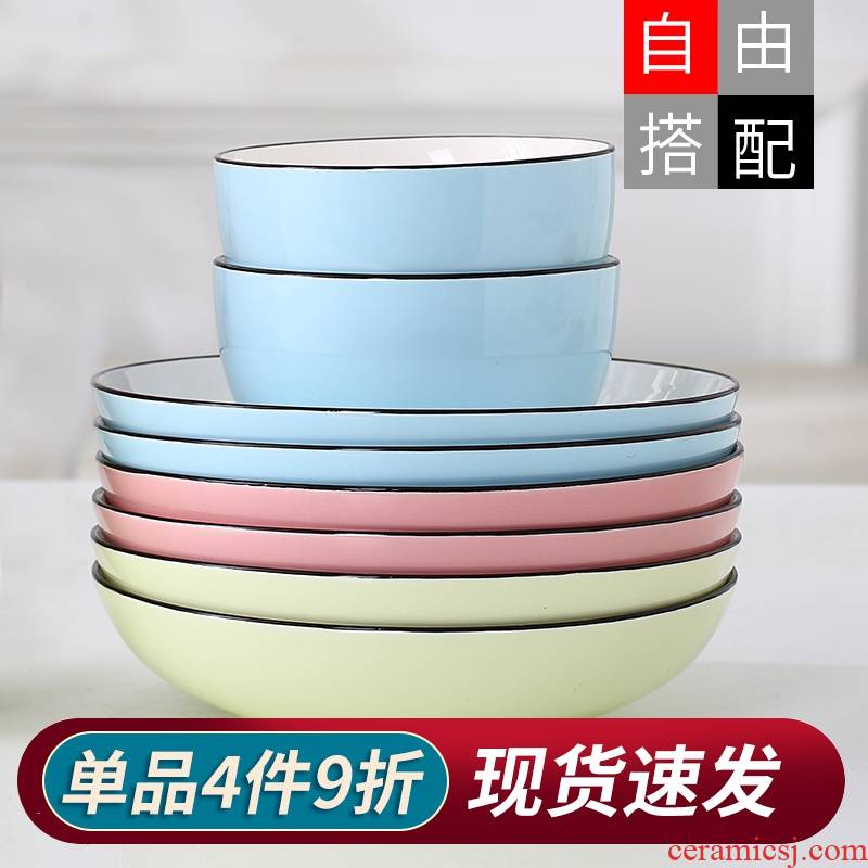 If haze crockery bowl dish creative household noodles in soup bowl dish European network red tableware ins nice dishes