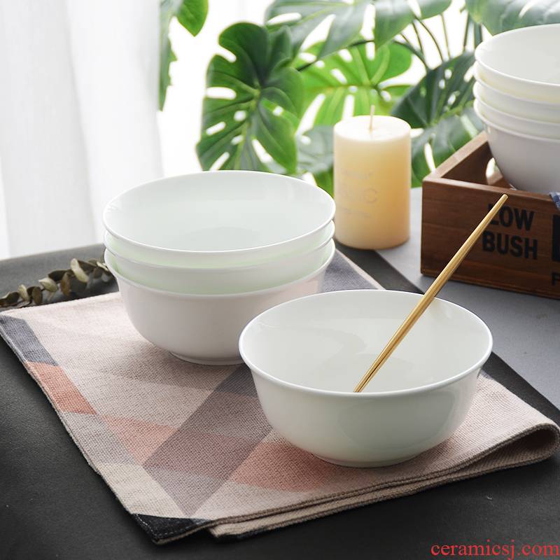 Job four the loaded ipads bowls of household small bowl 4.5 inch ceramic bowl Chinese kitchen white bowls bowl of rice bowls