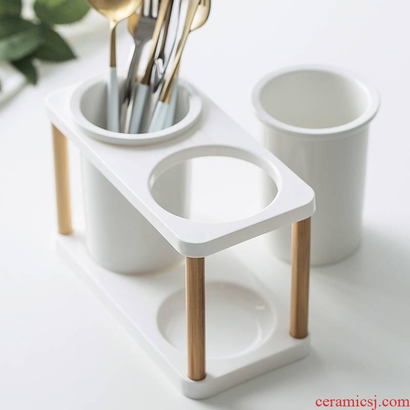Japanese multi - function receive tube of household ceramics chopsticks chopsticks box kitchen binocular chopsticks shelf drop box