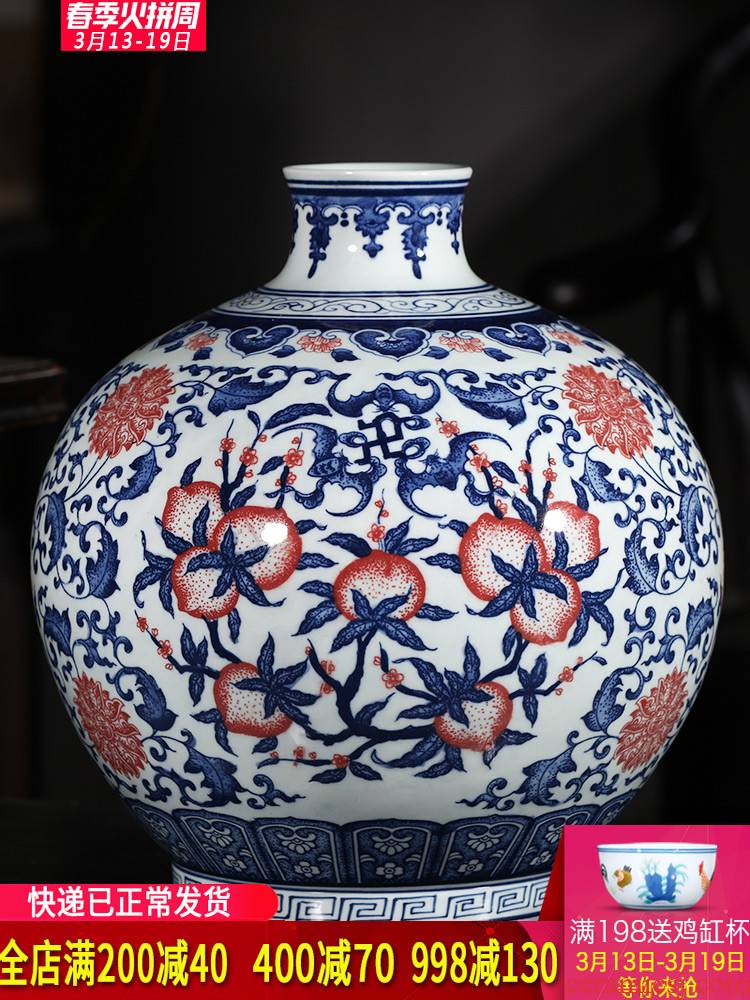 Jingdezhen ceramics hand - made live figure blue and white porcelain vases, new Chinese style household, sitting room porch decorations furnishing articles