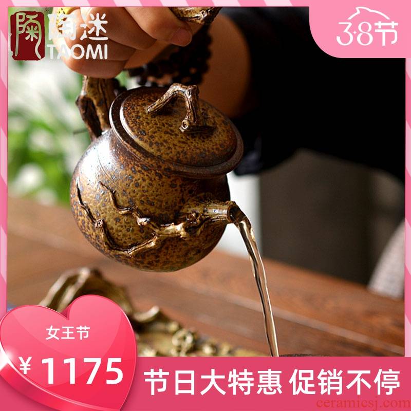 Poly real scene manual undressed ore coarse ceramic filtering catch a ceramic teapot handle to burn pot teapot kung fu tea set