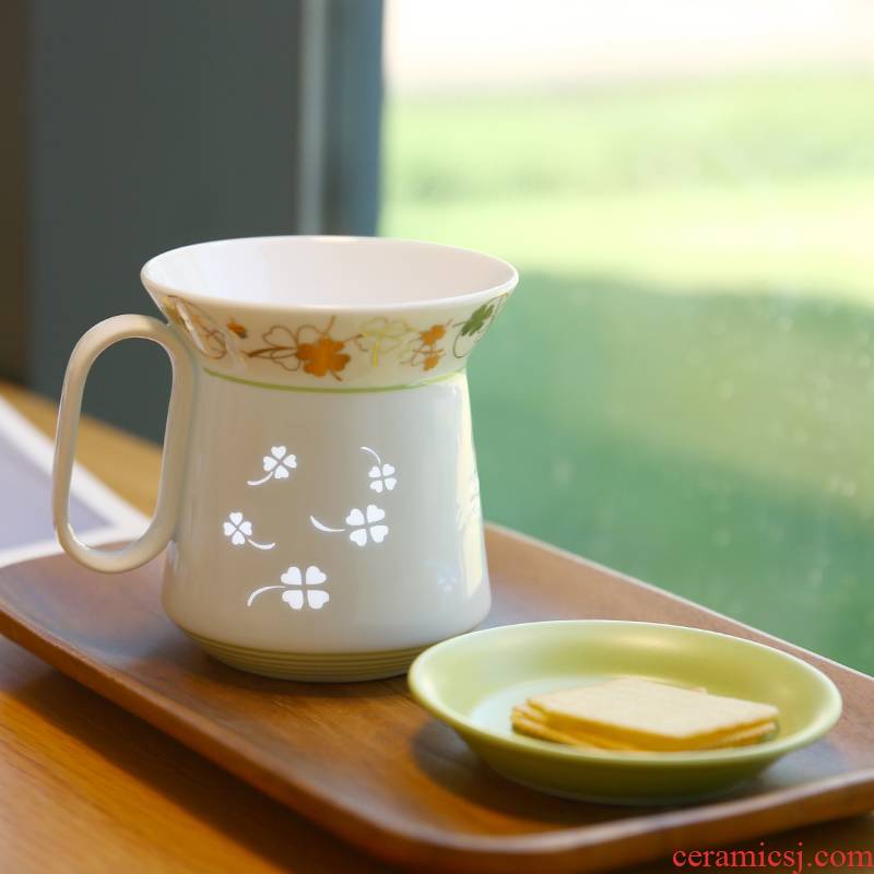 Jade cypress ceramics jingdezhen porcelain tea cups with cover glass tea set office custom linglong cup herb