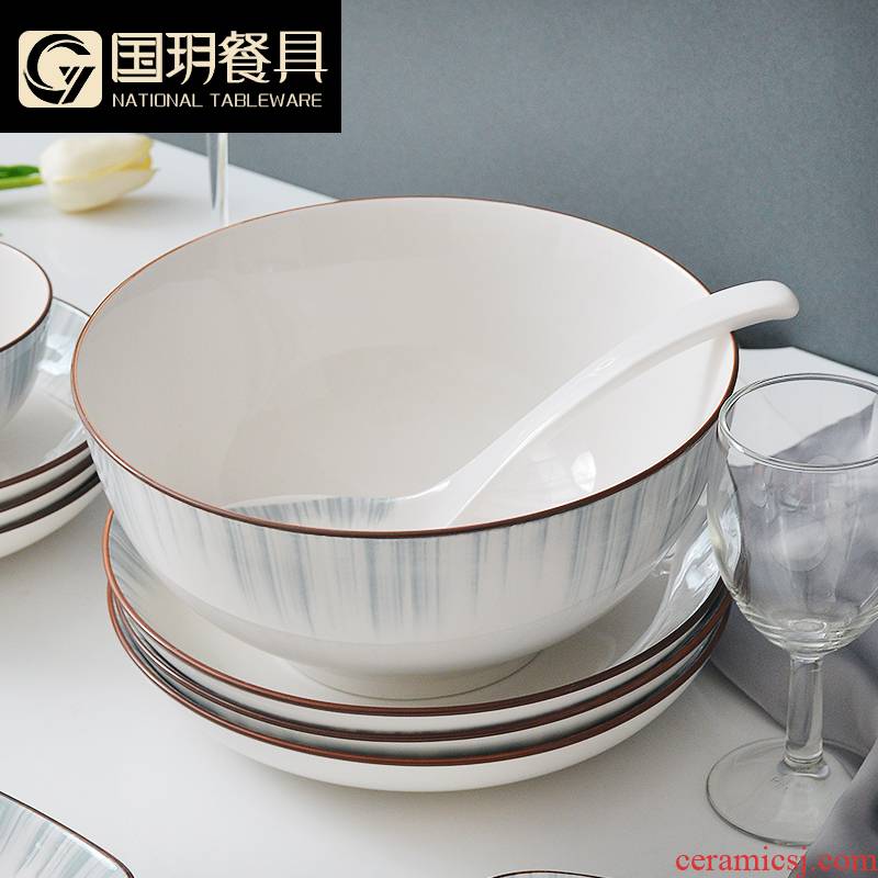 Tangshan ceramic dishes suit small household tableware fresh Nordic wind eat bowl dish dish creative bowls dish suits for